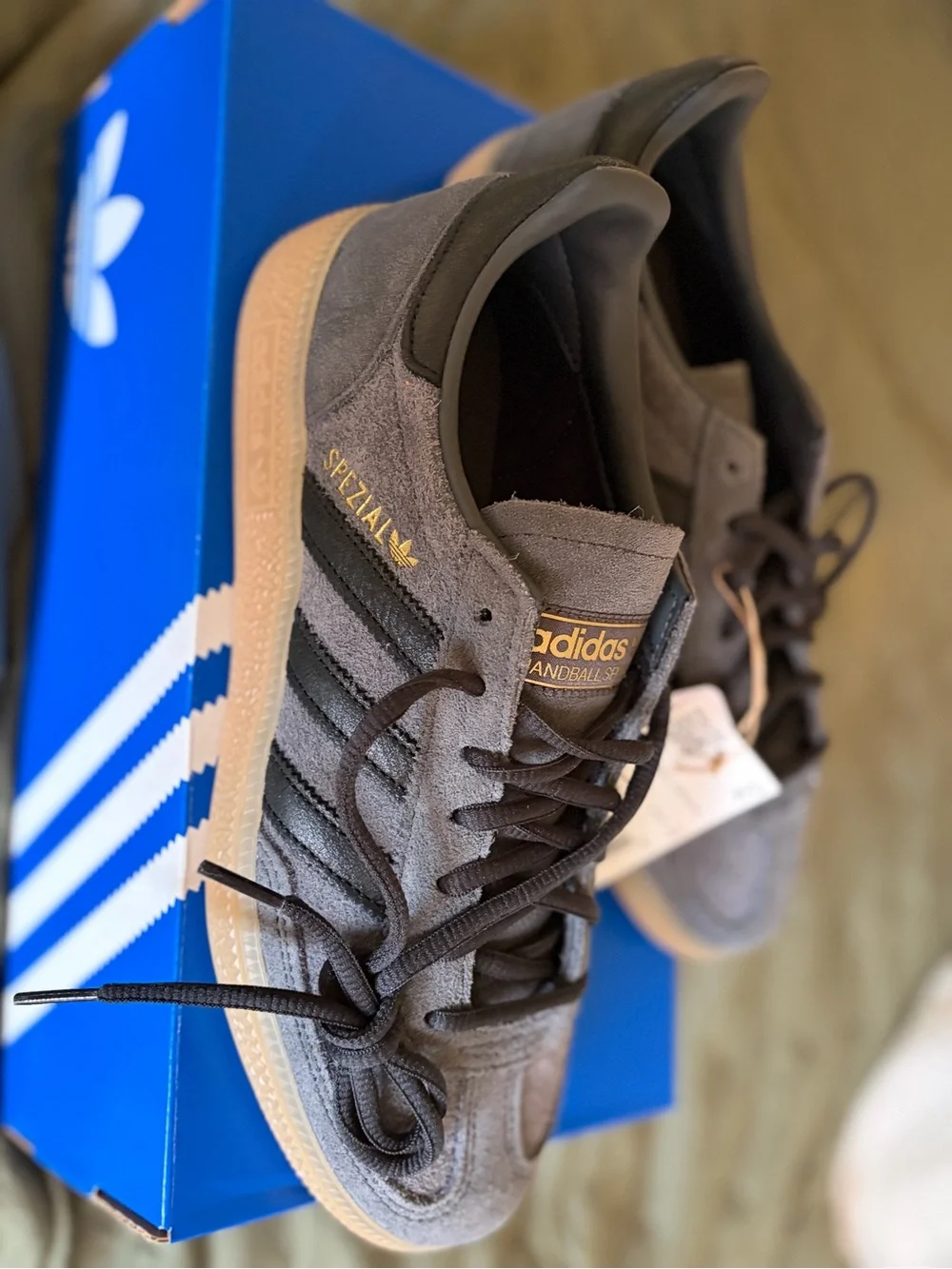 Adidas Spezial Gray Suede Sneakers with Black Stripes and Gum Sole size 7 US